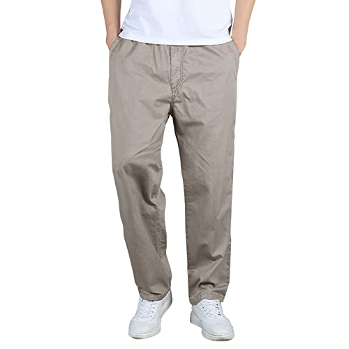 Freizeithose Herren Lang Und Leicht Dünn Arbeitshose Herren Lang Baumwolle Loungehose Basic Zunfthose Gerade Trekkinghose Loose Sporthose Mit Zugband Taschen Jogginghose Outdoorhose Modischer Trousers von Generisch