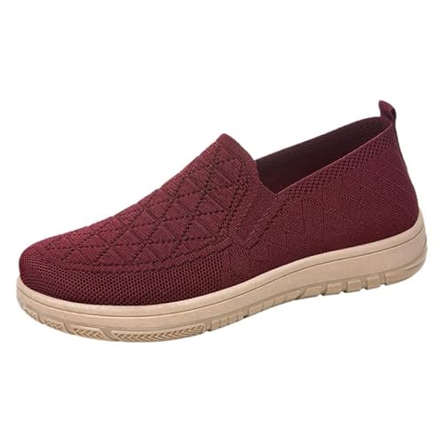 Freizeitschuhe Damen Bequeme Sneakers Mit Atmungsaktivem Obermaterial & Orthopädischer Einlage Leichte Slip-On Turnschuhe Für Damen (Rot, Erwachsene, 36, Numerisch, EU Schuhgrößensystem, M) von Generisch