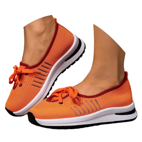 Freizeitschuhe Damen Breite Füße Turnschuhe Gestrickte Atmungsaktive Segelschuhe Vermascht Bequeme Sportschuhe Slip on Outdoor Freizeit Einzelschuhe Seniorenschuhe für den Alltag von Generisch