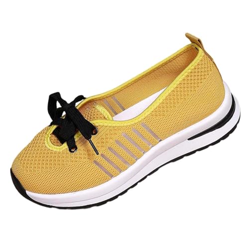 Freizeitschuhe Damen Breite Füße Turnschuhe Gestrickte Atmungsaktive Segelschuhe Vermascht Bequeme Sportschuhe Slip on Outdoor Freizeit Einzelschuhe Seniorenschuhe für den Alltag von Generisch