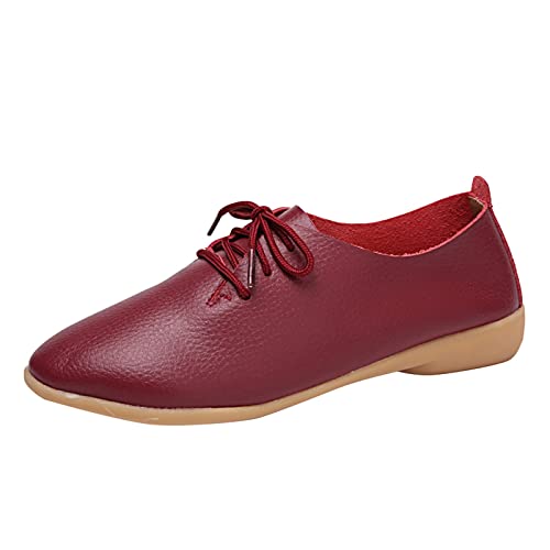 Freizeitschuhe Damen Leder Damen Mokassins Slip On Loafers Mode Lederschuhe Elegant Niedriger Bootsschuhe Lässige Lackschuhe Spitze Zehe Weiche Sohle Flache Schuhe Leichte Bequeme Freizeitschuhe 1 von Generisch