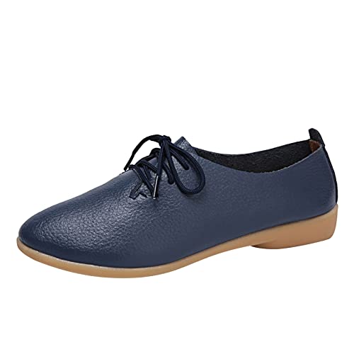 Freizeitschuhe Damen Leder Damen Mokassins Slip On Loafers Mode Lederschuhe Elegant Niedriger Bootsschuhe Lässige Lackschuhe Spitze Zehe Weiche Sohle Flache Schuhe Leichte Bequeme Walkingschuhe von Generisch
