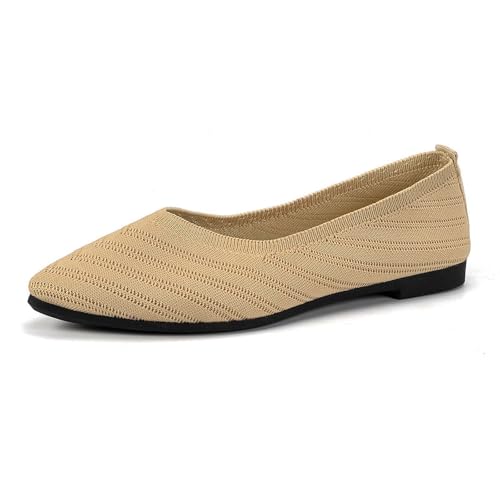 Freizeitschuhe Damen Mesh Atmungsaktive Balerinaschuhe Gestrickte Schuhe Walkingschuhe Fitness Schuhe Flach Modische Slipper Atmungsaktive Freizeitschuhe Loafer Gymnastikschuhe von Generisch
