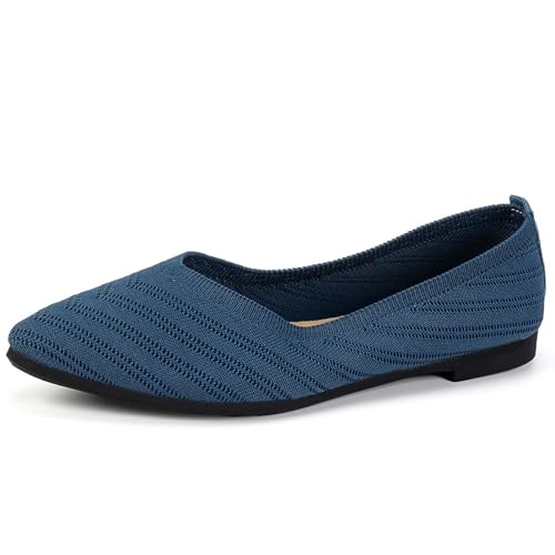 Freizeitschuhe Damen Mesh Atmungsaktive Balerinaschuhe Gestrickte Schuhe Walkingschuhe Fitness Schuhe Flach Modische Slipper Atmungsaktive Freizeitschuhe Loafer Gymnastikschuhe von Generisch