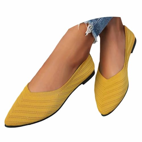 Freizeitschuhe Damen Mesh Atmungsaktive Balerinaschuhe Gestrickte Schuhe Walkingschuhe Fitness Schuhe Flach Modische Slipper Atmungsaktive Freizeitschuhe Loafer Gymnastikschuhe von Generisch