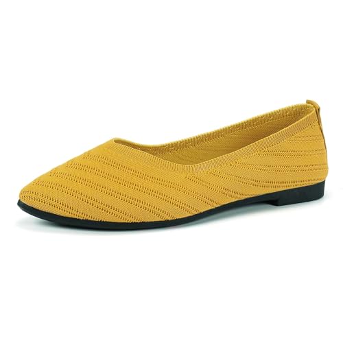 Freizeitschuhe Damen Mesh Atmungsaktive Balerinaschuhe Gestrickte Schuhe Walkingschuhe Fitness Schuhe Flach Modische Slipper Atmungsaktive Freizeitschuhe Loafer Gymnastikschuhe von Generisch