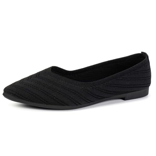 Freizeitschuhe Damen Mesh Atmungsaktive Balerinaschuhe Gestrickte Schuhe Walkingschuhe Fitness Schuhe Flach Modische Slipper Atmungsaktive Freizeitschuhe Loafer Gymnastikschuhe von Generisch