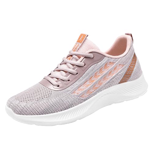 Freizeitschuhe Damen Sneaker,Turnschuhe Damen Mesh Joggingschuhe Atmungsaktiv Arbeitsschuhe Modisch Schnürschuhe Leichtgewichts Gummischuhe Verschleißfest Fitnessschuhe Weich Bequem Trekkingschuhe von Generisch