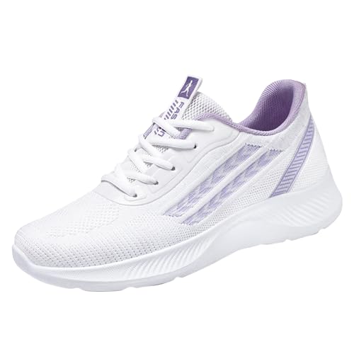 Freizeitschuhe Damen Sneaker,Turnschuhe Damen Mesh Joggingschuhe Atmungsaktiv Arbeitsschuhe Modisch Schnürschuhe Leichtgewichts Gummischuhe Verschleißfest Fitnessschuhe Weich Bequem Trekkingschuhe von Generisch