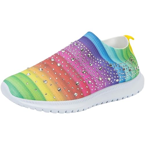Freizeitschuhe Damen Sportlich,Wanderschuhe Damen Leicht Laufschuhe Weich Bequem Fitnessschuhe Bunt Flache Schuhe rutschfest Arbeitsschuhe Modisch Klobige Schuhe Verschleißfest Sommerschuhe von Generisch