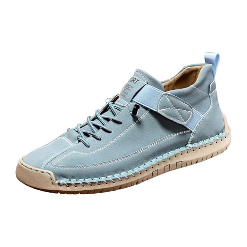 Freizeitschuhe Herren Leder,Trekkingschuhe Herren Wasserdicht Atmungsaktiv Gummischuhe rutschfeste Flache Schuhe Weichen Sohle Joggingschuhe Einfarbig Barfussschuhe Casual Arbeitsschuhe Unisex von Generisch