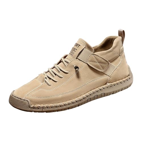 Freizeitschuhe Herren Leder,Trekkingschuhe Herren Wasserdicht Atmungsaktiv Gummischuhe rutschfeste Flache Schuhe Weichen Sohle Joggingschuhe Einfarbig Barfussschuhe Casual Arbeitsschuhe Unisex von Generisch