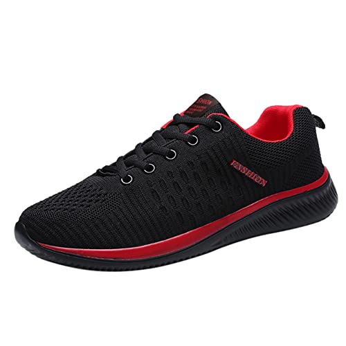 Freizeitschuhe Herren Mesh,Laufschuhe Herren Schwarz Turnschuhe Breathable Joggingschuhe Leicht Schnürschuhe Einfarbig Flache Schuhe rutschfeste Arbeitsschuhe Fashion Trekkingschuhe Verschleißfest von Generisch