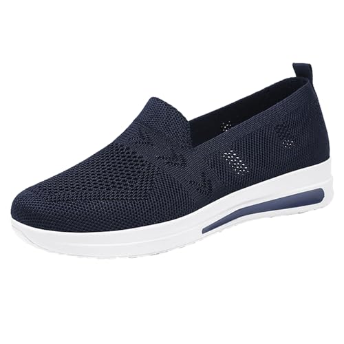 Freizeitschuhe Herren Ohne Schnürung,Schuhe Herren Sneaker Slip Sportschuhe Atmungsaktiv Flache Schuhe Weichen Sohle Trekkingschuhe Fashion Schlupfschuhe Mesh Fitnessschuhe rutschfeste Bootsschuhe von Generisch