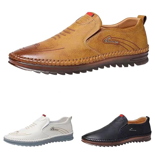Freizeitschuhe Herren Sneaker Leder Pu, Schuhe Herren Slip On Leder Sportschuhe Casual Herrenschuhe Wasserdicht Atmungsaktiv Turnschuhe rutschfeste Walkingschuhe Fitness Outdoorschuhe Loafer von Generisch