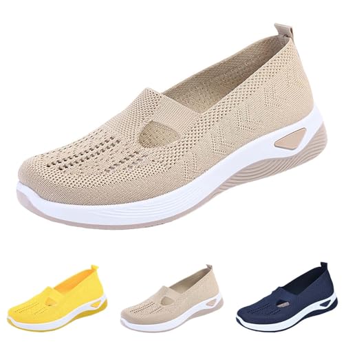 Freizeitschuhe Orthopädische Schuhe Damen Slip on Sneaker Leicht Atmungsaktiv Gewebt Vermascht Turnschuhe Sportschuhe Ergonomische Arch Support Schuhe Damen Sneaker Orthopädische von Generisch