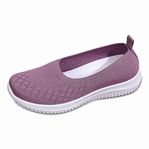 Freizeitschuhe für Damen für den Alltag. Atmungsaktives Gewebe. Geschlossene Zehenpartie Ferse. Vielseitiges Schuhwerk für Frühling Sommer. Ideal zum Kombinieren mit Freizeithosen. (Purple, 37) von Generisch