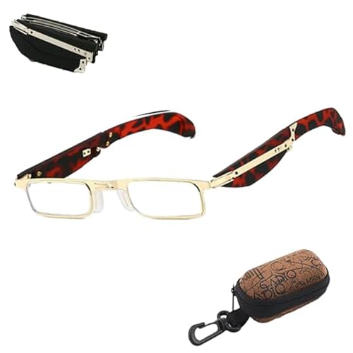 Freshrared Foldable Reading Glasses, Foldable Reading Glasses Smart Gadgets, Slim Mini Readings Glassess, For Men Women (Red A,+1.5) von Generisch