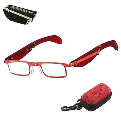 Freshrared Foldable Reading Glasses, Foldable Reading Glasses Smart Gadgets, Slim Mini Readings Glassess, For Men Women (Red B,+3.5) von Generisch