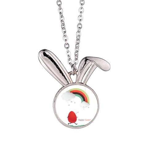 Frohe Ostern Festival Ei Regenbogen Kaninchen Halskette Anhänger Häschen Tier Schmuck Geschenk von Generisch