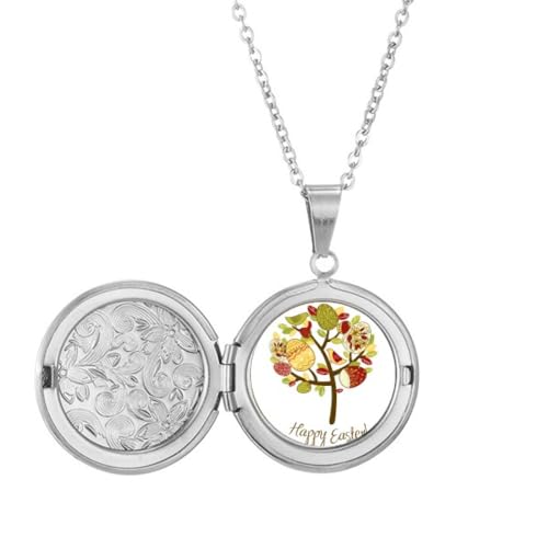 Frohe Ostern Festival Eierbaum Medaillon Halskette halten Bild Schmuck Geburtstagsgeschenk von Generisch