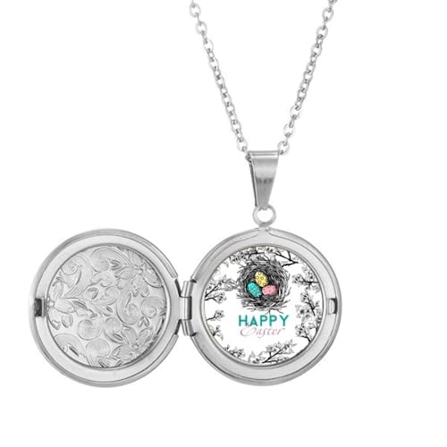 Frohe Ostern Festival Eiernest Medaillon Halskette halten Bild Schmuck Geburtstagsgeschenk von Generisch