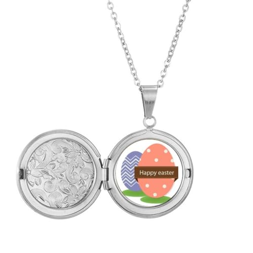 Frohe Ostern Festival Farbige Ei Medaillon Halskette halten Bild Schmuck Geburtstagsgeschenk von Generisch