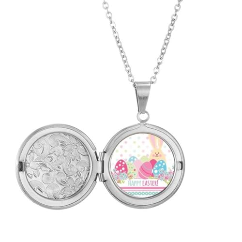 Frohe Ostern Festival Farbige Ei Medaillon Halskette halten Bild Schmuck Geburtstagsgeschenk von Generisch