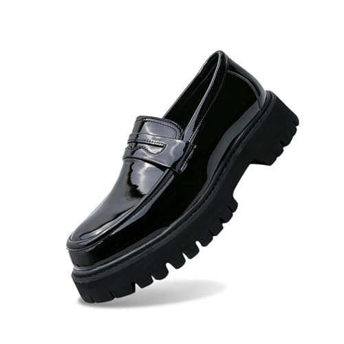 Frühlings- und Herbstausgabe Jugend Le Fu Schuhe Sohlen Höhe erhöhende Schuhe Schwarze Mode Herren Casual Lederschuhe (Other, 38) von Generisch