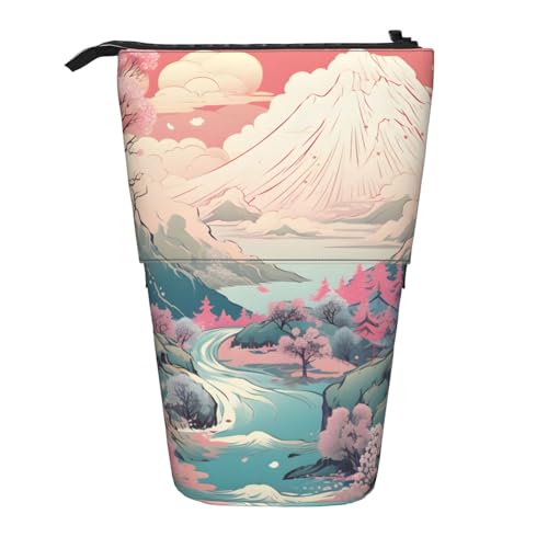 Fuji Stehendes Federmäppchen mit Kirschblütenmotiv, Teleskop-Federtasche, Pop-Up-Kosmetiktasche, Schreibwaren-Organizer für Schule, Büro, Reisen von Generisch