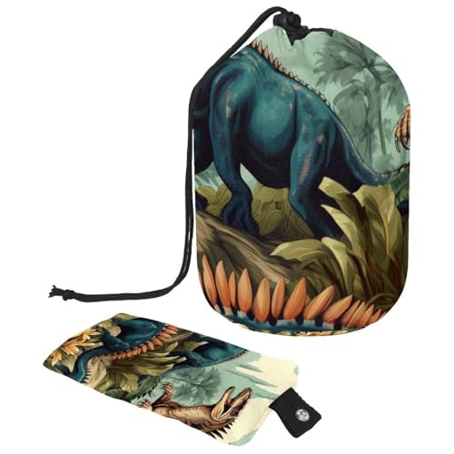 Fun Art Kosmetiktasche mit Dinosaurier-Welt-Muster, Reise-Kosmetiktasche für Damen, faltbare Reise-Kosmetiktasche, tragbare Kulturbeutel, Lustiges Dinosaurier-Weltmuster, von Generisch