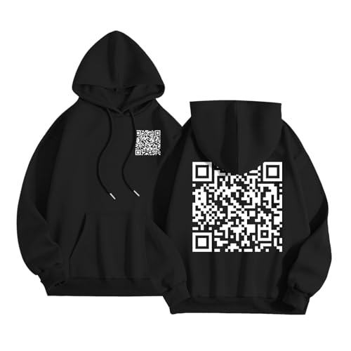 Funny Fu Qr Code Fuck-You Hoodie Herren Damen, Lustig Sweatshirt Mit Kapuze Humorous Hidden Message Shirt Funky Trend Y2K Hoodies Teenager Mädchen Qr Code Pullover Weihnachts Unisex Geschenk von Generisch