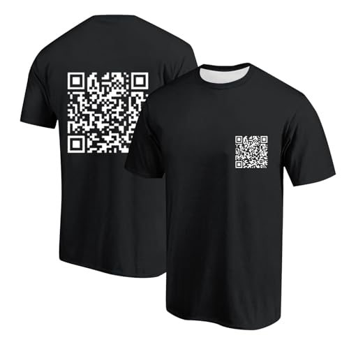 Funny Fu Qr Code Fuck-You T-Shirts Herren Lustig Scannable Tshirt Baumwolle Basic Shirt Humorous Hidden Message Oberteil Tops Funky Trend Y2K T Shirt Kurzarm Lockere Freizeitshirt von Generisch