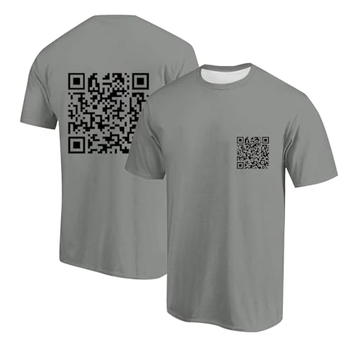 Funny Fu Qr Code Fuck-You T-Shirts Herren Lustig Scannable Tshirt Baumwolle Basic Shirt Humorous Hidden Message Oberteil Tops Funky Trend Y2K T Shirt Kurzarm Lockere Freizeitshirt von Generisch