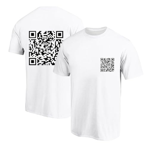 Funny Fu Qr Code Fuck-You T-Shirts Herren Lustig Scannable Tshirt Baumwolle Basic Shirt Humorous Hidden Message Oberteil Tops Funky Trend Y2K T Shirt Kurzarm Lockere Freizeitshirt von Generisch