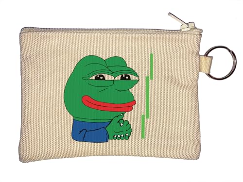 Funny Stock Trader Pepe der Frosch Meme Art Schlüsselanhänger Münzbörse Beige von Generisch