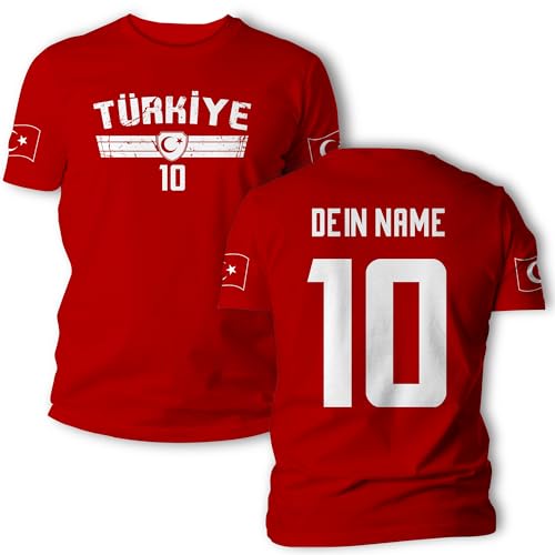 Fußball T-Shirt Türkiye - Türkei - T Shirt EM WM - Kurzarm Tshirt - Fußballdress - Trikot - Geschenkidee - Milli Takim - Rücken - Trainingstshirt - Fußballtrikot - von Generisch