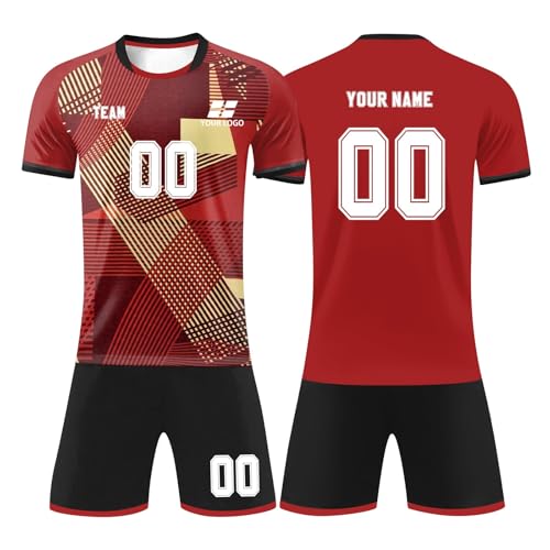 Fußball Trikot Kinder, Personalisiert Fussball Trikot mit Namen Nummer Logo, Fußballtrikot T-Shirt Shorts Set,Jungen Männer Kinder 2-14 Jahre Erwachsene XS-3XL Fußball Trikot Kinder, Personalisiert Fussball Trikot mit Namen Nummer Logo, Fußballtrikot T-Shirt Shorts Set,Jungen Männer Kinder 2-14 Jahre Erwachsene XS-3XL von Generisch