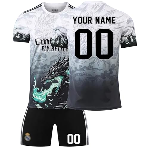 Fußball Trikot Kinder Personalisiert mit Eigenem Namen & Nummer Fussball Trikot Herren Jungen Fussballtrikot & Shorts Set Fußball Jerseys Fussball Geschenke für Fußballfans von Generisch