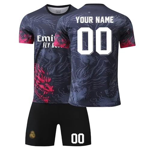 Fußball Trikot Kinder Personalisiert mit Eigenem Namen & Nummer Fussball Trikot Herren Jungen Fussballtrikot & Shorts Set Fußball Jerseys Fussball Geschenke für Fußballfans von Generisch