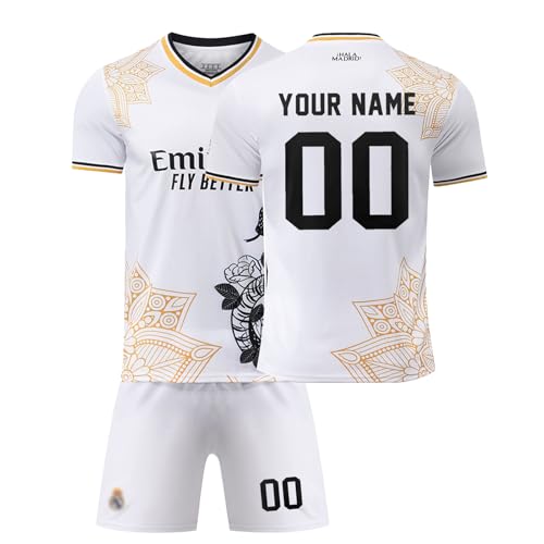Fußball Trikot Kinder Personalisiert mit Eigenem Namen & Nummer Fussball Trikot Herren Jungen Fussballtrikot & Shorts Set Fußball Jerseys Fussball Geschenke für Fußballfans von Generisch