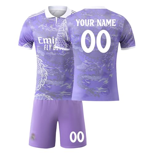 Fußball Trikot Kinder Personalisiert mit Eigenem Namen & Nummer Fussball Trikot Herren Jungen Fussballtrikot & Shorts Set Fußball Jerseys Fussball Geschenke für Fußballfans von Generisch