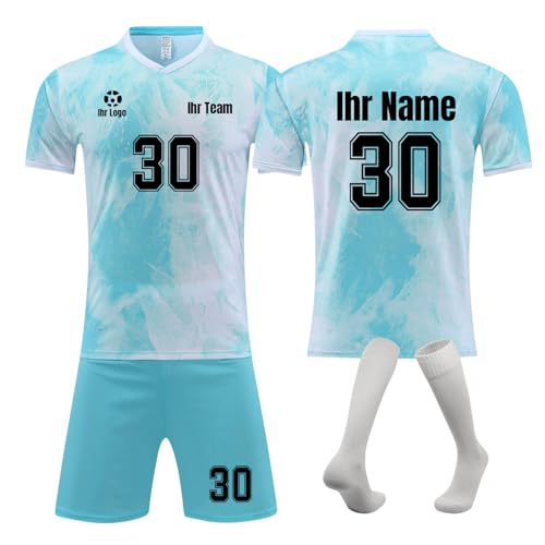 Fussball Trikot Kinder Set Personalisierte Trikots Kinder Trikot mit Eigenem Namen Nummer Logo Team Trikots Shorts Socken Set Trikot Erwachsene Herren von Generisch