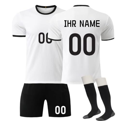 Fußball Trikot Kinder Trainingsset 2024/2025 Personalisiert mit Namen und Nummer, Jungen Fußballtrikot mit T-Shirt Shorts Socken, Jungs Fanartikele Atmungsaktives Trikot von Generisch