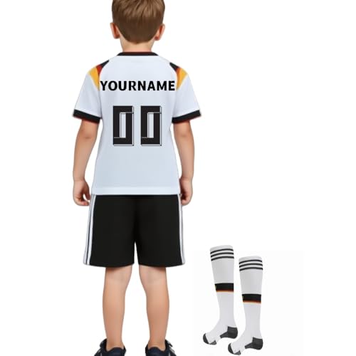 Fußball Trikot Kinder Trainingsset 2024/2025 Personalisiert mit Namen und Nummer, Jungen Fußballtrikot mit T-Shirt Shorts Socken, Jungs Fanartikele Atmungsaktives Trikot von Generisch
