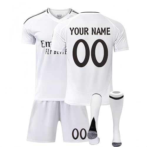 Fußball Trikot für Kinder Personalisierte 2025/26 Junge Fußball-Trainings Set mit Eigenem Namen & Nummer Fußballtrikot Shorts & Socken Geschenke für Fans Kinder und Männer von Generisch