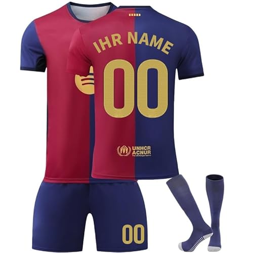 Fußball Trikots Kinder Personalisierte 2025 Fußball-Trainingsset Home/Away Junge, mit Eigenem Namen & Nummer, Fussball T-Shirt Shorts & Socken Geschenke für Fans Kinder und Männer von Generisch