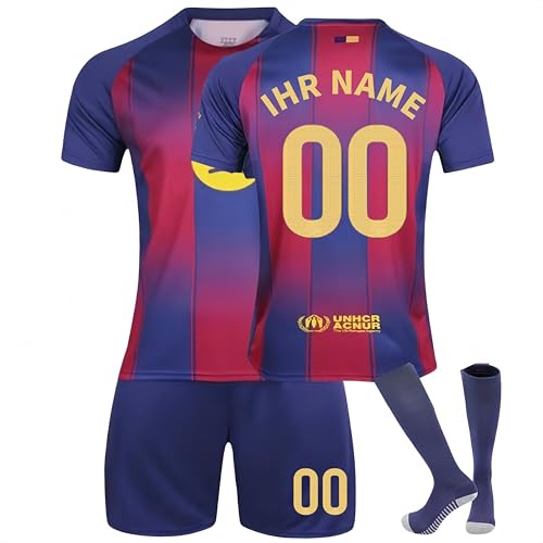 Fußball Trikots Kinder Personalisierte 25/26 Fußball-Trainingsset Home/Away Junge, mit Eigenem Namen & Nummer, Fussball T-Shirt Shorts & Socken Geschenke für Fans Kinder und Männer von Generisch