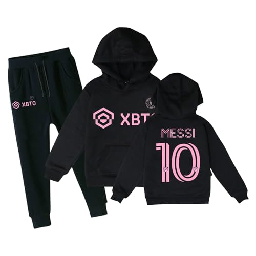 Fußballtrikots Kinder IN-TER MIA-MI #10 ME-SSI Trikots für Jungen Kapuzenpullover & Jogginghosen Set Jungen Fußball Geschenk #106 von Generisch