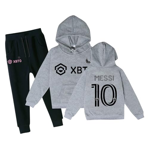 Fußballtrikots Kinder IN-TER MIA-MI #10 ME-SSI Trikots für Jungen Kapuzenpullover & Jogginghosen Set Jungen Fußball Geschenk #114 von Generisch